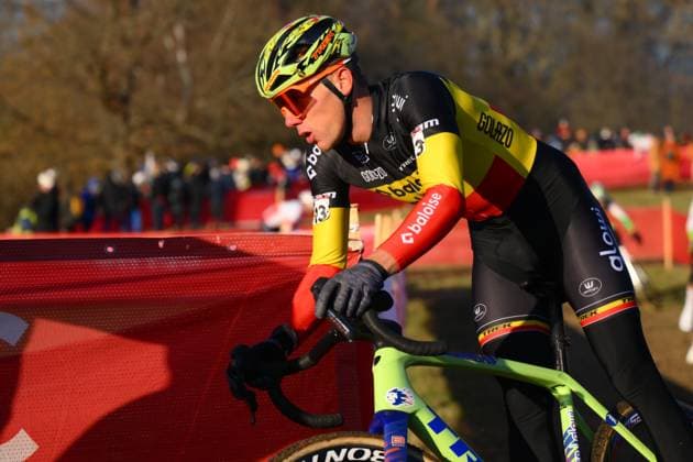 Belgian Thibau Nys pictured in action during the men elite race at the World Cup cyclocross cycling event in Tabor, Czech Republic, stage 1 (out of 12) of the UCI World Cup cyclocross competition, Sunday 23 November 2025. DAVIDxPINTENS  x143642687x