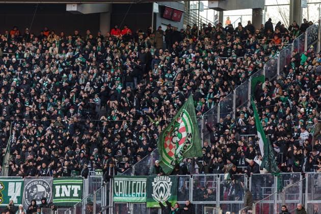 GER, Bundesliga, RB Leipzig - SV Werder Bremen. 23.11.2025, Red Bull Arena, Leipzig, GER, Bundesliga, RB Leipzig - SV Werder Bremen. Fanblock von SV Werder Bremen Â