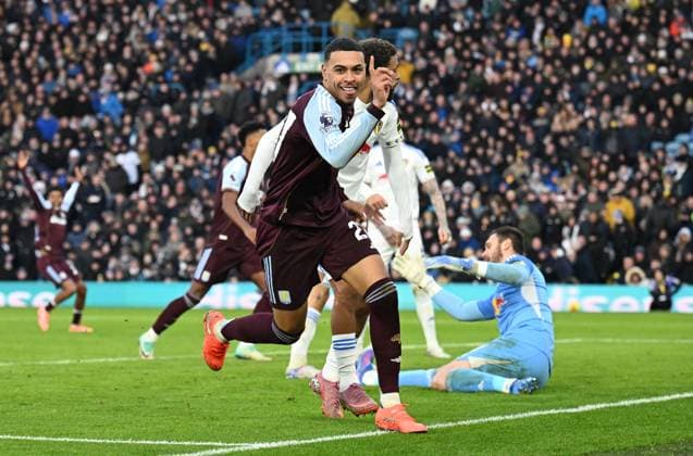 Morgan Rogers of Aston Villa celebrates after scoring the team s first goal Leeds United v Aston Villa, Premier League, Football, Elland Road, Leeds, UK - 23 Nov 2025Leeds Elland Road United Kingdom EDITORIAL USE ONLY No use with unauthorised audio, video, data, fixture lists, club league logos or live services. Online in-match use limited to 120 images, no video emulation. No use in betting, games or single club league player publications. Copyright: xAnnaxGowthorpe Shutterstockx 15860945ar