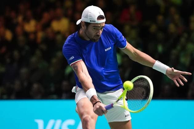 Matteo Berrettini in action during Davis Cup Finals 2025 finals match between Matteo Berrettini (Italy) and Pablo Carreno Busta (Spain) at Bologna Fiere, Bologna, Italy - November 23, 2025. - Tennis.  Copyright: xMassimoxPaolone LaPressex