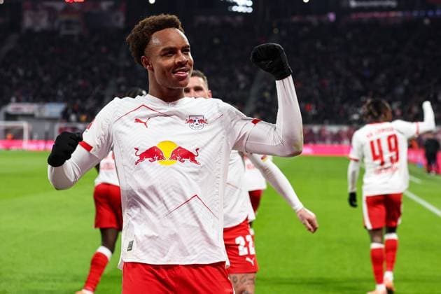 Torjubel - Torschütze Assan Quedraogo (RB Leipzig,20) trifft zum 1-0 - 1. Fussball Bundesliga Saison 2025-2026 Punktspiel RB Leipzig vs. Werder Bremen in der Red Bull Arena in Leipzig - Aktion,Fussball,Deutschland,Mann,Männer,23.11.2025