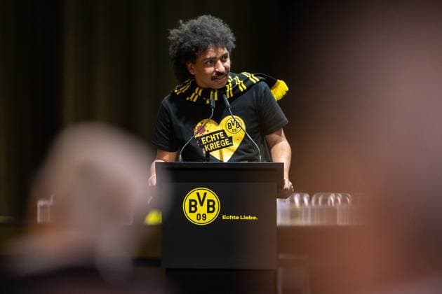 23.11.2025, Fussball, Saison 2025 2026, 1. Bundesliga, Mitgliederversammlung Borussia Dortmund, Vorsitzender des Kulturbeirats David Zabel kritisiert die Presse, Dortmund Messe Wetsfalenhalle NRW Deutschland xRHR-FOTO DEx Copyright: DennisxEwert RHR-FOTOx RHR-FOTO DE