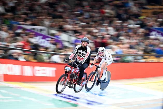 Belgian Fabio Van Den Bossche pictured in action during the last day of the Zesdaagse Vlaanderen-Gent six-day indoor Track cycling, Rad, Radsport, Bahnrad, Bahn event at the indoor cycling arena t Kuipke, Sunday 23 November 2025, in Gent. MAARTENxSTRAETEMANS  x143659736x