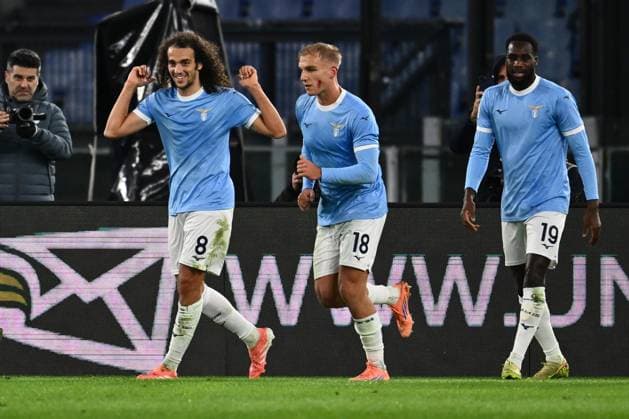Matteo Guendouzi of S.S. Lazio celebrates after scoring the goal of 1-0 during the 12th day of the Serie A Championship between S.S. Lazio and U.S. Lecce at the Olympic Stadium on November 23, 2025 in Rome, Italy.  Copyright: xDomenicoxCippitelli IPAxSportx xipa-agency.netx xx IPA_68303619 IPA_Agency_IPA68303619