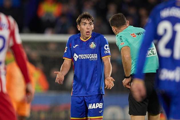 Mario Martin (Getafe CF) reacts during the LaLiga EA Sports match between Getafe CF v AtlÃ tico Madrid at Coliseum on November 23, 2025 in Getafe, Spain. (Photo by Manu Reino DeFodi Images)