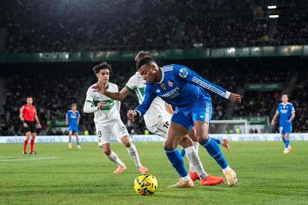 November 23, 2025, Elche, Alicante, SPAIN: Kylian Mbappe of Real Madrid CF in action during the Spanish league, La Liga EA Sports, football match played between Elche CF and Real Madrid C.F. at Manuel Martinez Valero Stadium on November 23, 2025 in Elche, Spain. Elche SPAIN - ZUMAa181 20251123_zaa_a181_306 Copyright: xFranciscoxMaciax