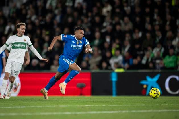 November 23, 2025, Elche, Alicante, SPAIN: Kylian Mbappe of Real Madrid CF in action during the Spanish league, La Liga EA Sports, football match played between Elche CF and Real Madrid C.F. at Manuel Martinez Valero Stadium on November 23, 2025 in Elche, Spain. Elche SPAIN - ZUMAa181 20251123_zaa_a181_341 Copyright: xFranciscoxMaciax