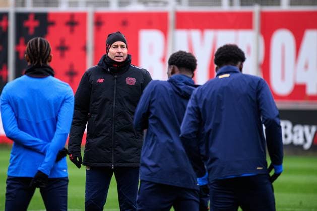 LEVERKUSEN, GERMANY - 24 NOVEMBER, 2025: Kasper Hjulmand - The practice of Bayer 04 Leverkusen before UEFA Champions League match vs Manchester City at BayArena.  Copyright: xVITALIIxKLIUIEVx