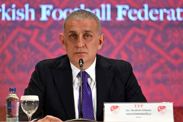 TFF President Haciosmanoglu press conference, PK, Pressekonferenz in Istanbul ISTANBUL, TURKIYE - NOVEMBER 24: Ibrahim Haciosmanoglu, President of the Turkish Football Federation (TFF), holds a press conference on current developments at the TFF Hasan Dogan National Teams Camp and Training Facilities, Orhan Saka Conference Hall in Istanbul, Turkiye on November 24, 2025. Serhat Cagdas Anadolu Istanbul Turkey. Editorial use only. Please get in touch for any other usage.  Copyright: x2025xAnadoluxSerhatxCagdasx