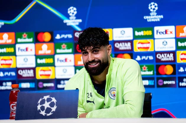MANCHESTER, ENGLAND - NOVEMBER 24: Josko Gvardiol of Manchester City attends a press conference, PK, Pressekonferenz ahead of the UEFA Champions League 2025 26 League Phase MD5 match between Manchester City and Bayer 04 Leverkusen at Manchester City Football Academy on November 24, 2025 in Manchester, England. (Photo by Rene Nijhuis) SPO  Copyright: xRenexNijhuis