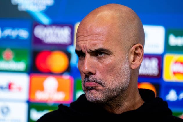 MANCHESTER, ENGLAND - NOVEMBER 24: Pep Guardiola head coach of Manchester City attends a press conference, PK, Pressekonferenz ahead of the UEFA Champions League 2025 26 League Phase MD5 match between Manchester City and Bayer 04 Leverkusen at Manchester City Football Academy on November 24, 2025 in Manchester, England. (Photo by Rene Nijhuis) SPO  Copyright: xRenexNijhuis