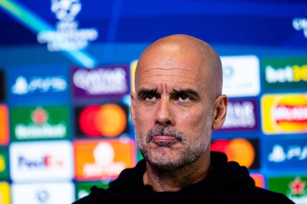 MANCHESTER, ENGLAND - NOVEMBER 24: Pep Guardiola head coach of Manchester City attends a press conference, PK, Pressekonferenz ahead of the UEFA Champions League 2025 26 League Phase MD5 match between Manchester City and Bayer 04 Leverkusen at Manchester City Football Academy on November 24, 2025 in Manchester, England. (Photo by Rene Nijhuis) SPO  Copyright: xRenexNijhuis