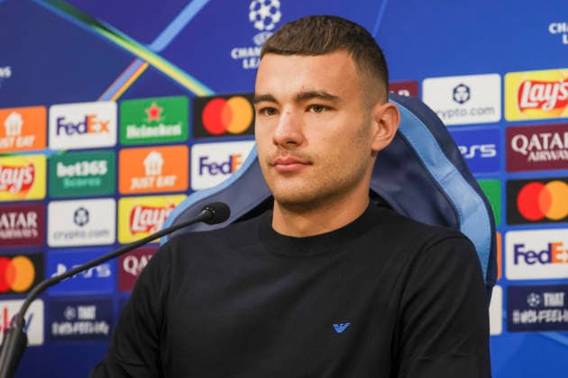 press conference, PK, Pressekonferenz SSC Napoli Napoli s Italian defender Alessandro Buongiorno during the SSC Napoli press conference the day before the Champions League football match against Qarabag Futbol Klubu at the Diego Armando Maradona stadium in Napoli on 24 November, 2025. CDL12628 Copyright: xAntonioxBalascox