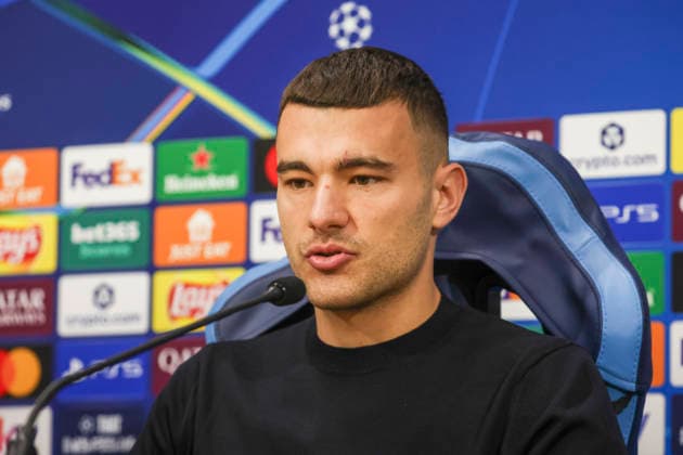 press conference, PK, Pressekonferenz SSC Napoli Napoli s Italian defender Alessandro Buongiorno during the SSC Napoli press conference the day before the Champions League football match against Qarabag Futbol Klubu at the Diego Armando Maradona stadium in Napoli on 24 November, 2025. CDL12640 Copyright: xAntonioxBalascox