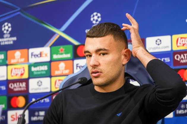 press conference, PK, Pressekonferenz SSC Napoli Napoli s Italian defender Alessandro Buongiorno during the SSC Napoli press conference the day before the Champions League football match against Qarabag Futbol Klubu at the Diego Armando Maradona stadium in Napoli on 24 November, 2025. CDL12650 Copyright: xAntonioxBalascox