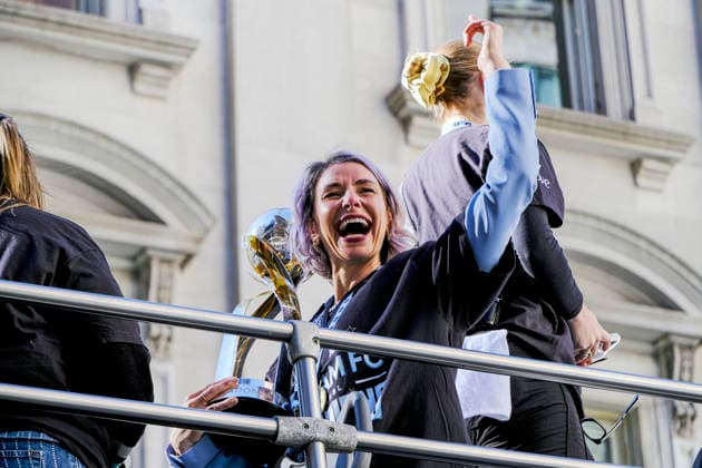 NEW YORK, NY- NOVEMBER 24 : Gotham FC celebrates their 2025 National Women s Soccer League Championship win with a parade in downtown Manhattan on November 24, 2025 in New York City. Copyright: xKatiexGodowskix