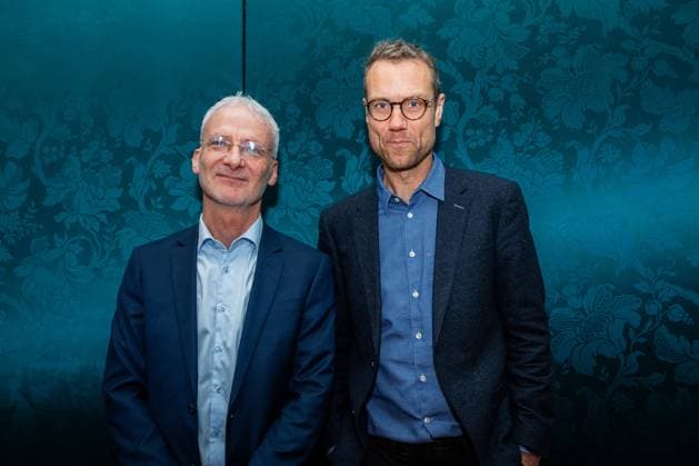AMSTERDAM , 24-11-2025 , Uitgeverij Prometheus , Book presentation of ˜Het Ajax-DNA™, written by Jop van Kempen and Bas Soetenhorst. Picture shows Jop van Kempen and Bas Soetenhorst. Book presentation Het Ajax-DNA  x32187955x Copyright: