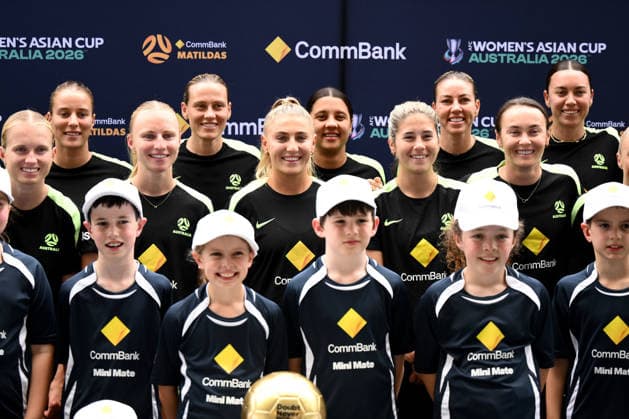MATILDAS MEDIA CALL, Matildas players assemble for a photograph during a media opportunity at CommBank Stadium, in Sydney, Tuesday, November 25, 2025. ( NO ARCHIVING SYDNEY NEW SOUTH WALES AUSTRALIA  Copyright: xDANxHIMBRECHTSx 20251125185217828696