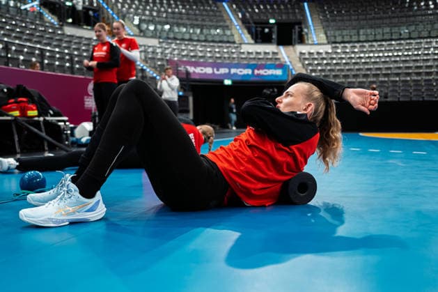 Handball, Frauen Deutschland - Training - Pressekonferenz Annika Lott (Deutschland) Stuttgart Porsche Arena Baden-Württemberg Deutschland