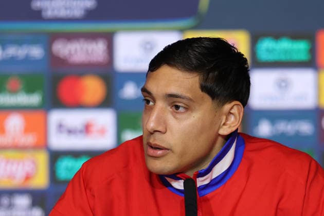 November 25, 2025, Madrid, Madrid, SPAIN: Nahuel Molina of Atletico de Madrid attends the press conference, PK, Pressekonferenz ahead of the UEFA Champions League 2025 26 match between Atletico de Madrid and Inter Milan at Riyadh Air Metropolitano stadium on November 25, 2025 in Madrid, Spain Madrid SPAIN - ZUMAa181 20251125_zaa_a181_009 Copyright: xIrinaxR.xHipolitox