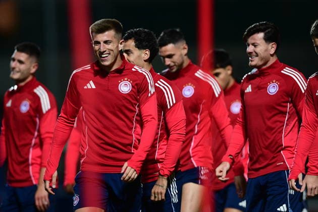 UEFA Champions League -Olympiacos Training Session - Olympiacos players attend a traiining session ahead of the UEFA Champions League Phase matchday 5 soccer match between Olympiacos and Real Madrid in Piraeus, Greece, 25 November 2025. IMAGO ONE INCH PRODUCTIONS PIRAEUS GREECE Copyright: xONExINCHxPRODUCTIONSx 6749369