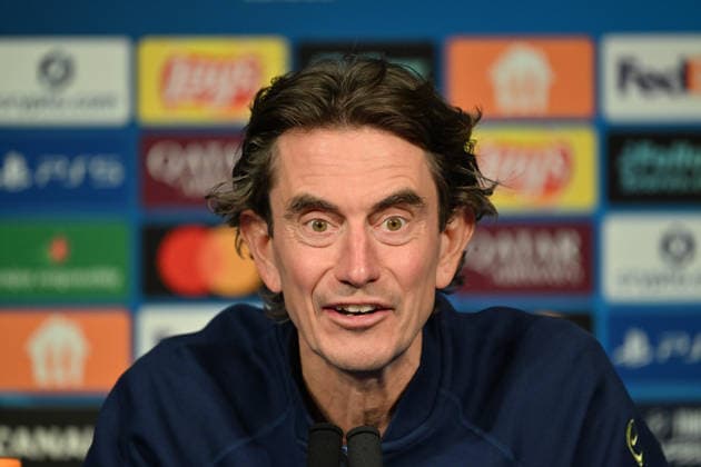 Ahead of PSG v Tottenham Hotspur - UEFA Champions League PARIS, FRANCE - NOVEMBER 25: Thomas Frank, Manager of Tottenham Hotspur, speaks during a press conference, PK, Pressekonferenz ahead of the UEFA Champions League 2025 26 League Phase MD5 match between PSG and Tottenham Hotspur F.C. at Parc des Princes in Paris, France. on November 25, 2025. Mustafa Yalcin Anadolu France France. Editorial use only. Please get in touch for any other usage.  Copyright: x2025xAnadoluxMustafaxYalcinx