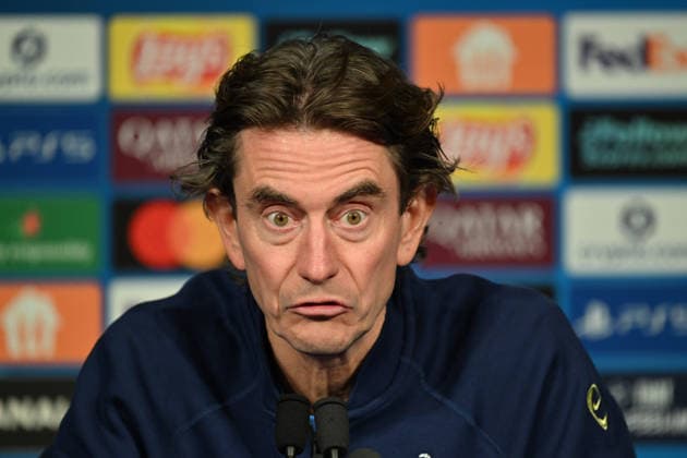 Ahead of PSG v Tottenham Hotspur - UEFA Champions League PARIS, FRANCE - NOVEMBER 25: Thomas Frank, Manager of Tottenham Hotspur, speaks during a press conference, PK, Pressekonferenz ahead of the UEFA Champions League 2025 26 League Phase MD5 match between PSG and Tottenham Hotspur F.C. at Parc des Princes in Paris, France. on November 25, 2025. Mustafa Yalcin Anadolu France France. Editorial use only. Please get in touch for any other usage.  Copyright: x2025xAnadoluxMustafaxYalcinx