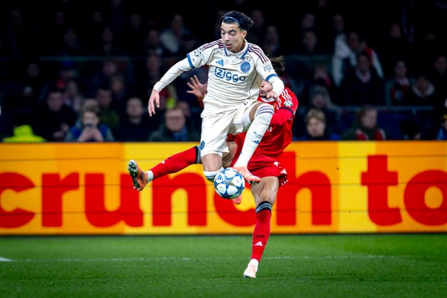 AFC Ajax Amsterdam midfielder Rayana Bounida during the match FOOTBALL - CHAMPIONS LEAGUE - AJAX vs BENFICA at the Johan Cruijff ArenA for the Champions League - League phase - Matchday 5 season 2025-2026 in AMSTERDAM, Netherlands on 25 November 2025, (photo by Stefan Koops EYE4images DeFodi Images)