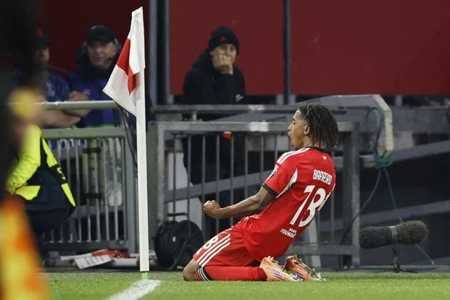 AMSTERDAM - Leandro Barreiro of SL Benfica celebrates 0-2 during the Champions League match between AFC Ajax and SL Benfica at the Johan Cruijff ArenA on November 25, 2025, in Amsterdam, Netherlands. ANP HOLLANDSE HOOGTE MAURICE VAN STEEN UEFA Champions League Matchday 5 2025-2026 xVIxANPxSportx xMauricexvanxSteenxIVx 543059543 originalFilename: 543059543.jpg