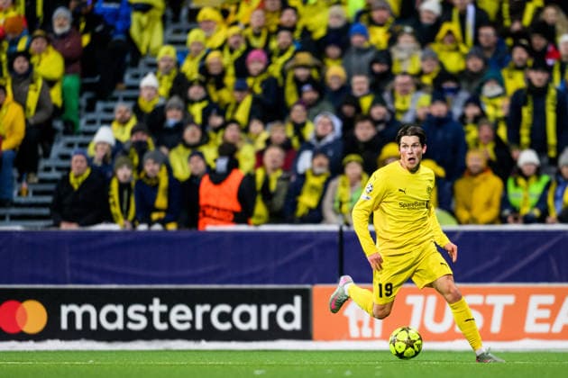 251125 Sondre Brunstad Fet of Bodo Glimt during the UEFA Champions League football match between Bodo Glimt and Juventus on November 25, 2025 in Bodo. Photo: Marius Simensen BILDBYRAN COP 238 MM0049 bbeng football fotball fotboll soccer uefa champions league mesterligaen bodo glimt juventus Copyright: MARIUSxSIMENSEN BB251125BB769