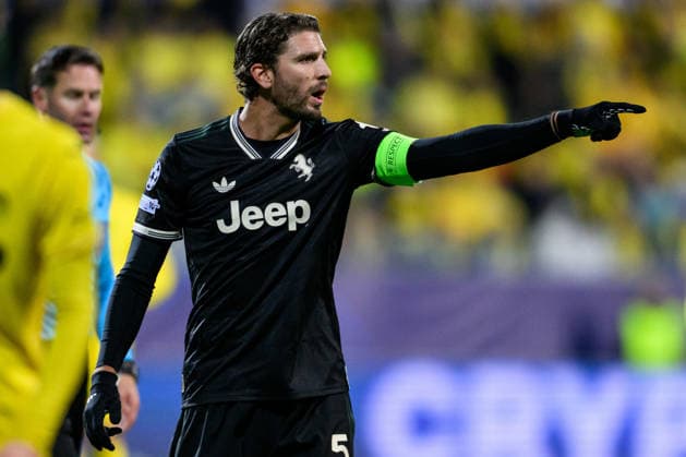 251125 Manuel Locatelli of Juventus during the UEFA Champions League football match between Bodo Glimt and Juventus on November 25, 2025 in Bodo. Photo: Marius Simensen BILDBYRAN COP 238 MM0049 bbeng football fotball fotboll soccer uefa champions league mesterligaen bodo glimt juventus Copyright: MARIUSxSIMENSEN BB251125BB808