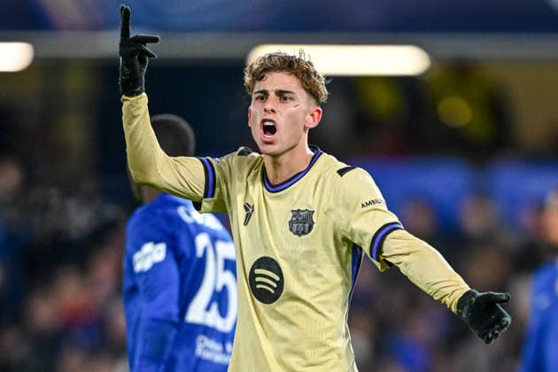 Fermin Lopez FC Barcelona, Barca gestures during the UEFA Champions League 2025 26 League Phase MD5 match between Chelsea FC and FC Barcelona at Stamford Bridge on November 25, 2025 in London, United Kingdom. (Photo by Harry Langer DeFodi Images)