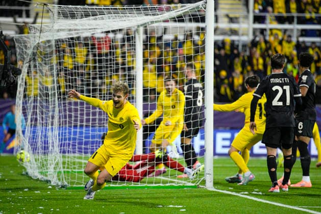Champions League 2025 2026 Bodo Glimt Juventus Bodo 20251125 Ole Didrik Blomberg after the 1 0 goal in the Champions League football match between Bodo Glimt and Juventus at Aspmyra Stadium Photo Stian Lysberg Solum NTB Bodo Norway EDITORIAL USE ONLY RESTRICTED USE FOR BETTING COMPANIES  Copyright: xStianxLysbergxSolumx xNTBx
