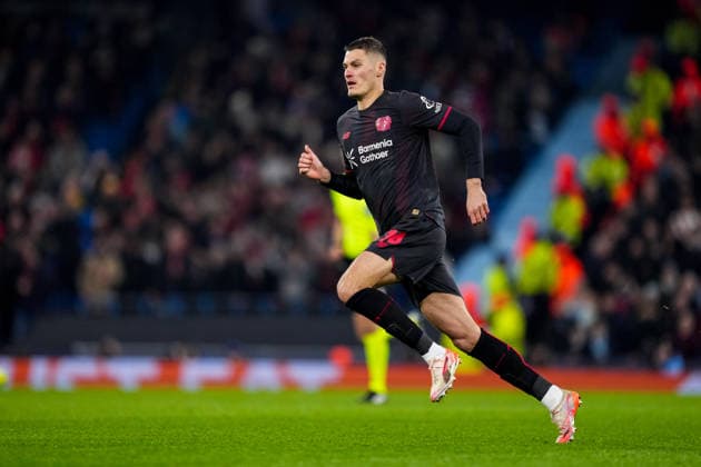 MANCHESTER, ENGLAND - NOVEMBER 25: Patrik Schick of Bayer 04 Leverkusen in action during the UEFA Champions League 2025 26 League Phase MD5 match between Manchester City and Bayer 04 Leverkusen at City of Manchester Stadium on November 25, 2025 in Manchester, England. (Photo by Rene Nijhuis) SPO  Copyright: xRenexNijhuis