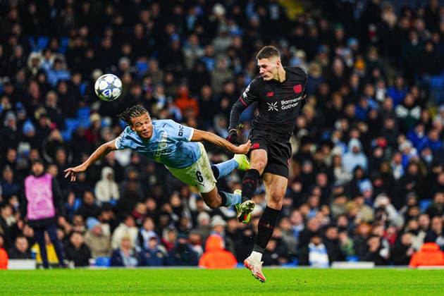 Tor zum 0:2 per Kopfball Patrik Schick (Bayer 04 Leverkusen, 14) ENG, Manchester City vs. Bayer 04 Leverkusen, Fussball, UEFA Champions League, Spieltag 5, Spielzeit 2025 2026, 25.11.2025 ENG, Manchester City vs. Bayer 04 Leverkusen, Fussball, UEFA Champions League, Spieltag 5, Spielzeit 2025 2026, 25.11.2025 Manchester Copyright: xEibner-Pressefoto MarcelxvonxFehrnx EP_MFN