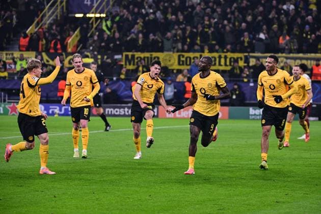 Torjubel zum 1:0 durch Serhou Guirassy 9 (Borussia Dortmund), Borussia Dortmund vs. FC Villarreal, Fussball, Champions League, Gruppenphase, Matchday 5, 25.11.2025 Dortmund Nordrhein-Westfalen Deutschland