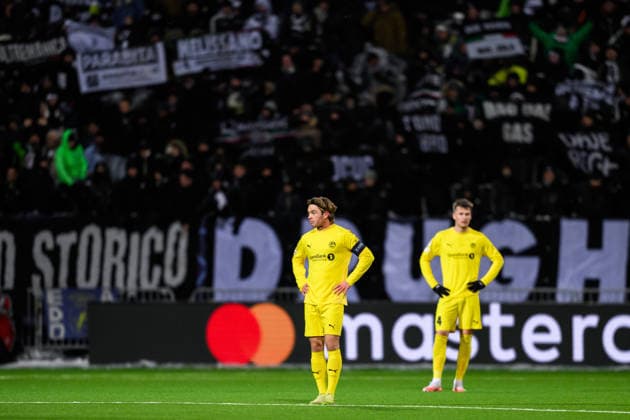 251125 Patrick Berg of Bodo Glimt looks dejected after 1-2 during the UEFA Champions League football match between Bodo Glimt and Juventus on November 25, 2025 in Bodo. Photo: Marius Simensen BILDBYRAN COP 238 MM0049 bbeng football fotball fotboll soccer uefa champions league mesterligaen bodo glimt juventus depp Copyright: MARIUSxSIMENSEN BB251125ZD001
