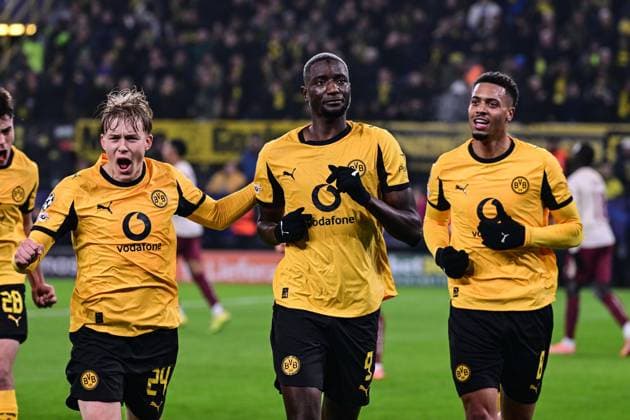 Torjubel zum 1:0 durch Serhou Guirassy 9 (Borussia Dortmund), Borussia Dortmund vs. FC Villarreal, Fussball, Champions League, Gruppenphase, Matchday 5, 25.11.2025 Dortmund Nordrhein-Westfalen Deutschland