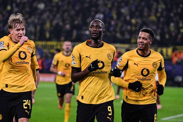 Torjubel zum 1:0 durch Serhou Guirassy 9 (Borussia Dortmund), Borussia Dortmund vs. FC Villarreal, Fussball, Champions League, Gruppenphase, Matchday 5, 25.11.2025 Dortmund Nordrhein-Westfalen Deutschland