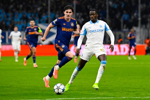 FOOTBALL : Olympique de Marseille VS Newcastle United FC - UEFA Champions League - 25 11 2025 Timothy Weah (OM) - UEFA Champions League match between Olympique de Marseille and Newcastle United FC on November 25, 2025 at the Orange Velodrome in Marseille. MarseilleFrance  Copyright: xWilliamxCannarellax