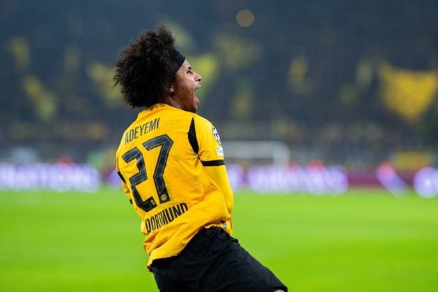 25.11.2025 - Fußball, 2025 2026, Champions League, 5. Spieltag, Borussia Dortmund - FC Villareal: Karim Adeyemi (Dortmund) jubelt nach seinem Tor zum 3:0