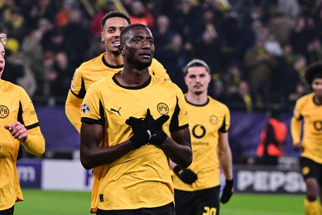 Torjubel zum 2:0 durch Serhou Guirassy 9 (Borussia Dortmund), Borussia Dortmund vs. FC Villarreal, Fussball, Champions League, Gruppenphase, Matchday 5, 25.11.2025 Dortmund Nordrhein-Westfalen Deutschland