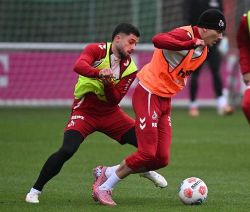 26.11.2025, xophax, Fussball 1.Bundesliga, 1.FC Koeln Training v.l.n. rechts : Jusuf Gazibegovic , links und Said El Mala , rechts ( beide 1.FC Köln ) Koeln