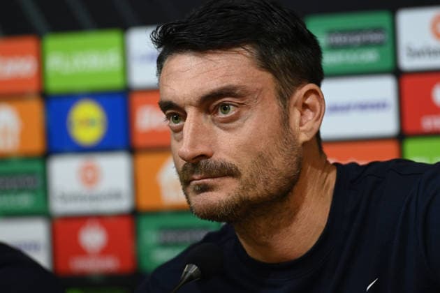 Coach of NK Celje Albert Riera speaks during the press conference, PK, Pressekonferenz prior to the Football UEFA Conference League, 4th round match: Sigma Olomouc vs NK Celje in Olomouc, Czech Republic, November 26, 2025. (CTKxPhoto LudekxPerina) CTKPhotoP2025112606571  CTKPhotoP2025112606571