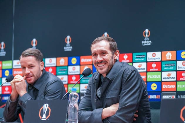 Tschechien: Pressekonferenz vor dem Fussballspiel UEFA Europa League 2025 26, 5. Spieltag - Viktoria Pilsen vs SC Freiburg - Doosan Arena (Pilsen): Julian Schuster (SC Freiburg, Trainer) Pilsen PlzeÅˆskÃ½ kraj Tschechien Copyright: xJOERANxSTEINSIEKx