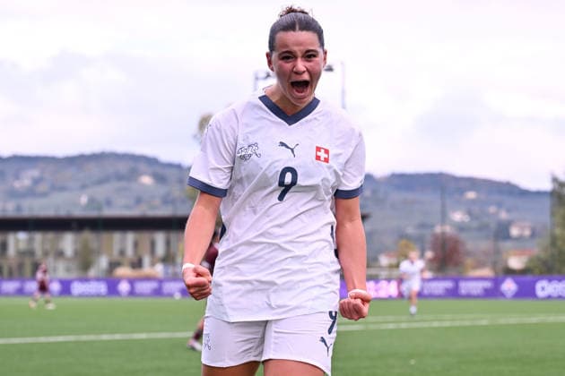 Schweiz: EM Qualifikation U19 - Weissrussland vs Schweiz - Firenze, Italien: Alyssa Keller of Switzerland Women U19 celebrates after scoring a goal Copyright: xLisaxGuglielmix