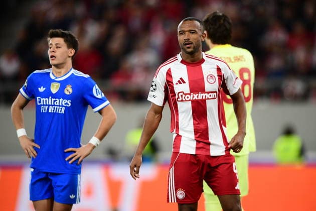 November 26, 2025, Piraeus, Piraeus, Greece: Ayoub El Kaabi of Olympiacos looks on during the UEFA Champions League 2025 26 League Phase MD5 match between Olympiacos FC and Real Madrid C.F. at Stadio Georgios Karaiskakis on November 26, 2025 in Piraeus, Greece. Piraeus Greece - ZUMAa181 20251126_zaa_a181_106 Copyright: xEurokinissix