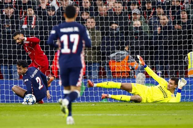 LIVERPOOL - (l-r) Anass Salah-Eddine of PSV Eindhoven, Mohamed Salah of Liverpool FC, PSV goalkeeper Matej Kuvar during the Champions League match between Liverpool FC and PSV Eindhoven at Anfield Stadium on November 26, 2025, in Liverpool, United Kingdom. ANP SEM VAN DER WAL UEFA Champions League Matchday 5 2025-2026 xVIxANPxSportx xxANPxIVx 543151499 originalFilename: 543151499.jpg