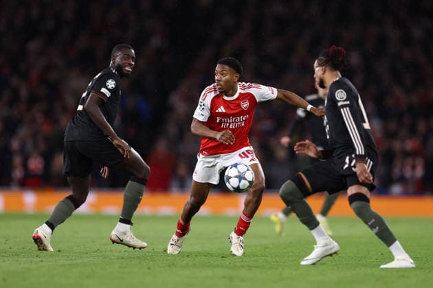 Arsenal v Bayern Munich 26 November 2025, London - UEFA Champions League - League Stage - Arsenal v Bayern Munich - Myles Lewis-Skelly of Arsenal - Photo: Jacques Feeney Offside. London UK Copyright: xJacquesxFeeneyxOffside