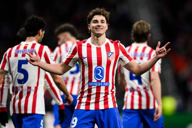 Club Atletico de Madrid v FC Internazionale - UEFA Champions League Julian Alvarez of Club Atletico de Madrid celebrates after scoring a goal during the UEFA Champions League 2025 26 league phase football match between Club Atletico de Madrid and FC Internazionale. Madrid Spain Copyright: xNicolòxCampox